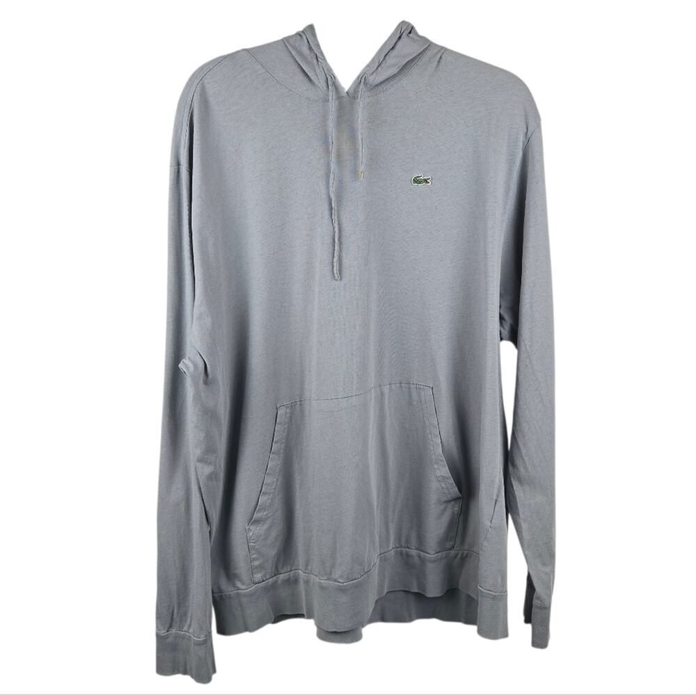 Lacoste Hooded Long Sleeve Tee Kangaroo Pocket Cotton Grey 4XL